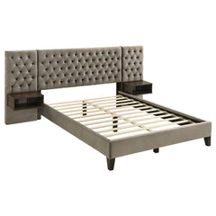 Marley Upholstered Eastern King Wall Panel Bed Light Brown - 300833KE