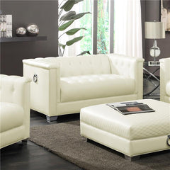 Chaviano Upholstered Track Arm Loveseat Pearl White - 505392