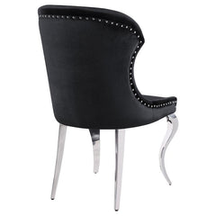 Cheyanne Upholstered Wingback Side Chair with Nailhead Trim Chrome and Black (Set of 2) - 190742