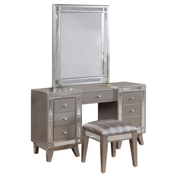 Leighton Vanity Table Set with Stool Metallic Mercury - 204927-SET