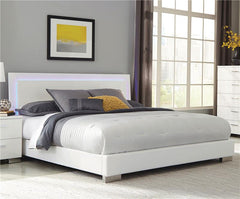 Felicity Wood Queen LED Panel Bed White High Gloss - 203500Q