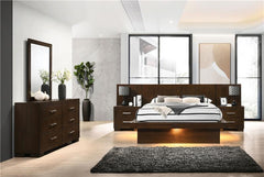 Jessica 5-piece Eastern King LED Bedroom Set Cappuccino - 200711KE-S5P