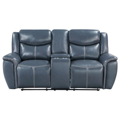 Sloane Upholstered Padded Arm Reclining Loveseat Blue - 610272