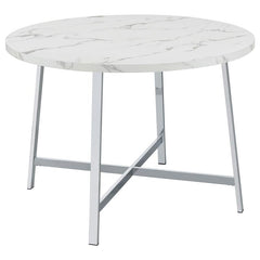 Alcott Round Faux Carrara Marble Top Dining Table Chrome - 120400