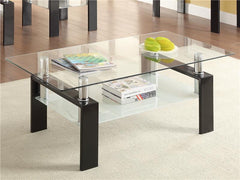 Dyer 1-shelf Rectangular Glass Top Coffee Table Black - 702288
