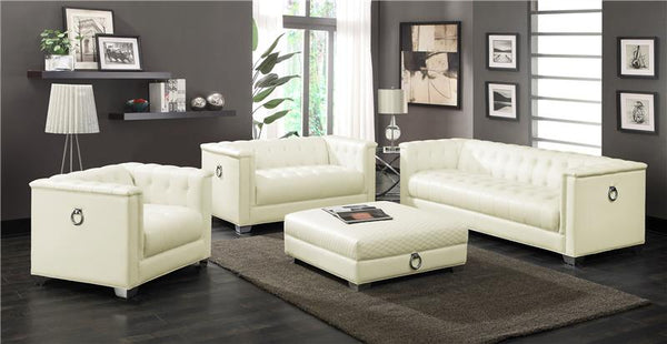 Chaviano Upholstered Track Arm Accent Chair Pearl White - 505393