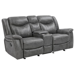 Conrad 3-piece Upholstered Padded Arm Motion Sofa Set Grey - 650354-S3