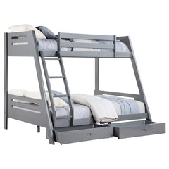 Trisha 2-drawer Wood Twin Over Full Bunk Bed Grey - 460562TF