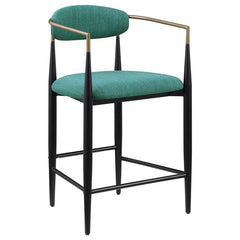 Tina Metal Counter Height Bar Stool with Upholstered Back and Seat Green (Set of 2) - 121185