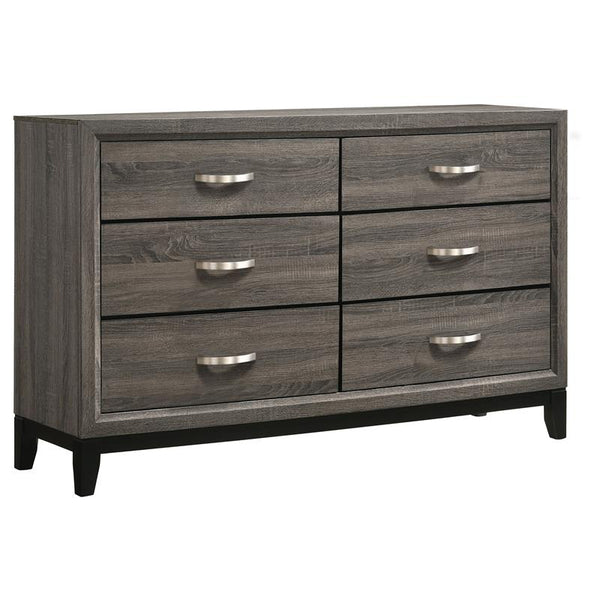 Watson 6-drawer Dresser Grey Oak and Black - 212423