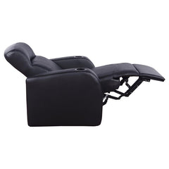 Cyrus Upholstered Track Arm Recliner Black - 600001