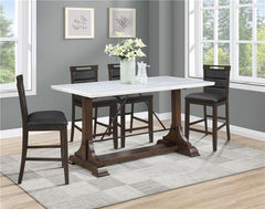 Aldrich 5-piece Counter Height Dining Set Genuine White Marble Top and Dark Brown - 182438-S5