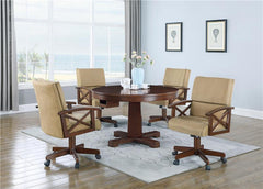 Marietta Upholstered Game Chair Tobacco and Tan - 100172