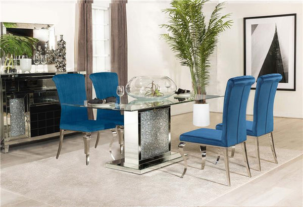 Marilyn 5-piece Rectangular Dining Set Mirror and Teal - 115571N-S5T
