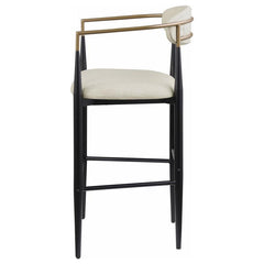 Tina Metal Pub Height Bar Stool with Upholstered Back and Seat Beige (Set of 2) - 121187