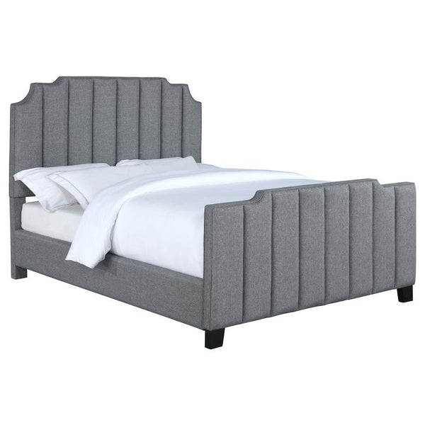 Fiona Upholstered Eastern King Panel Bed Light Grey - 306029KE