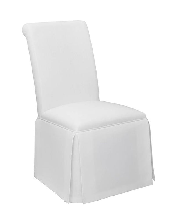 Shawna Upholstered Skirted Parson Dining Side Chair White (Set of 2) - 100748
