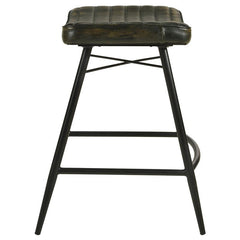 Bayu Leather Upholstered Saddle Seat Backless Counter Height Stool Antique Espresso and Black (Set of 2) - 109258
