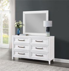 Marielle 6-drawer Dresser with Mirror Distressed White - 224843M