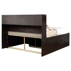 Phoenix Wood Eastern King Storage Bookcase Bed Cappuccino - 200409KE