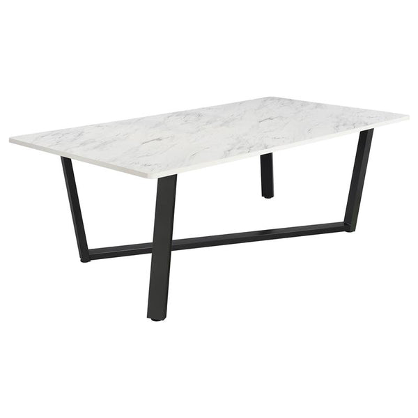 Mayer Rectangular Dining Table Faux White Marble and Gunmetal - 193781