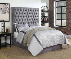Camille Upholstered Eastern King Panel Headboard Grey - 300621KEB1
