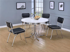 Retro Round 42-inch Wood Top Dining Table White and Chrome - 2388