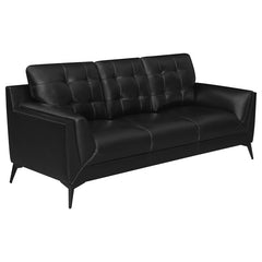 Moira 2-piece Upholstered Wedge Arm Tufted Sofa Set Black - 511131-S2