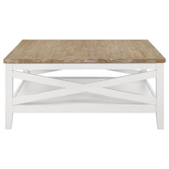 Hollis Square Wood Coffee Table With Shelf Brown and White - 708098