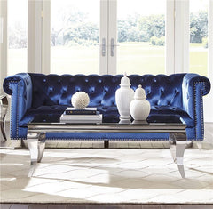 Bleker Upholstered Tuxedo Arm Tufted Sofa Blue - 509481