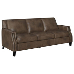 Leaton Upholstered Recessed Arm Sofa Brown Sugar - 509441
