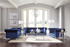 Bleker Upholstered Tuxedo Arm Tufted Loveseat Blue - 509482