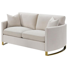 Corliss Upholstered Arched Arm Loveseat Beige - 508822