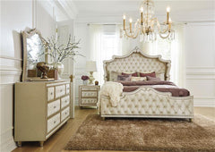 Antonella 7-drawer Upholstered Dresser with Mirror Ivory - 223523M