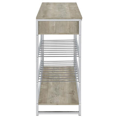 Melrose 2-shelf Wine Cabinet with 2 Drawers Gray Washed Oak and Chrome - 182275