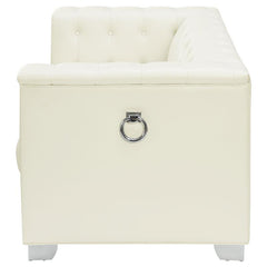 Chaviano Upholstered Track Arm Loveseat Pearl White - 505392