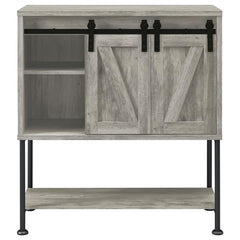 Claremont Sliding Door Bar Cabinet with Lower Shelf Grey Driftwood - 183038
