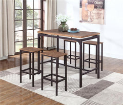 Santana 5-piece Pub Height Bar Table Set Weathered Chestnut and Black - 182002