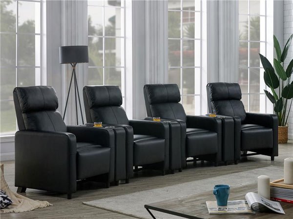 Toohey Upholstered Tufted Recliner Living Room Set Black - 600181-S4A