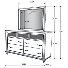 Barzini 7-drawer Dresser with Mirror Black - 200893M