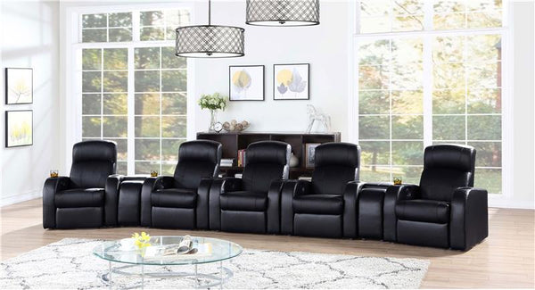 Cyrus Upholstered Track Arm Recliner Black - 600001