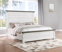 Lilith Wood Eastern King Panel Bed Distressed White - 224471KE