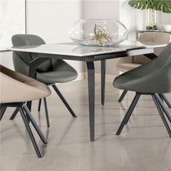 Mina Rectangular Dining Table Grey Ceramic and Sandy Black - 193831