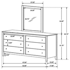 Selena 6-drawer Dresser with Mirror Cream White - 400233M