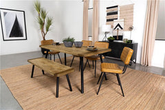 Maverick Rectangular Tapered Legs Dining Table Natural Mango and Black - 123041