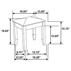 Barzini Upholstered Vanity Stool Metallic and White - 205897STL