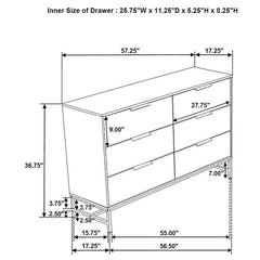 Sonora 6-drawer Bedroom Dresser White - 224863