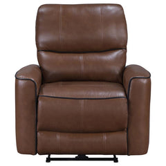 Greenfield Upholstered Power Recliner Chair Saddle Brown - 610266P