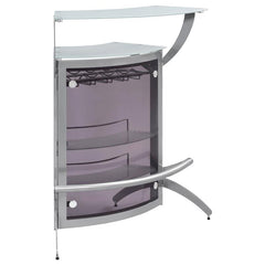 Dallas 2-shelf Home Bar Silver and Frosted Glass - 100135