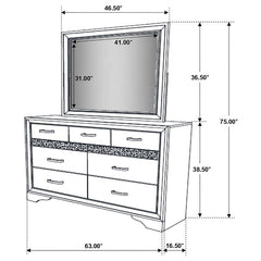 Miranda 7-drawer Dresser with Mirror White and Rhinestone - 205113M
